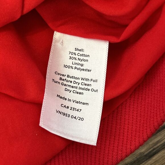 Talbots Womens Size 2 Petite Red Knit Twill Military Band Jacket Blazer Buttons - Picture 5 of 8